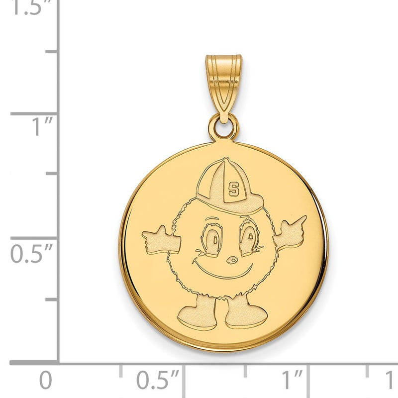 Gold Plated Sterling Silver Logoart Syracuse University Mascot Large Disc Pendant