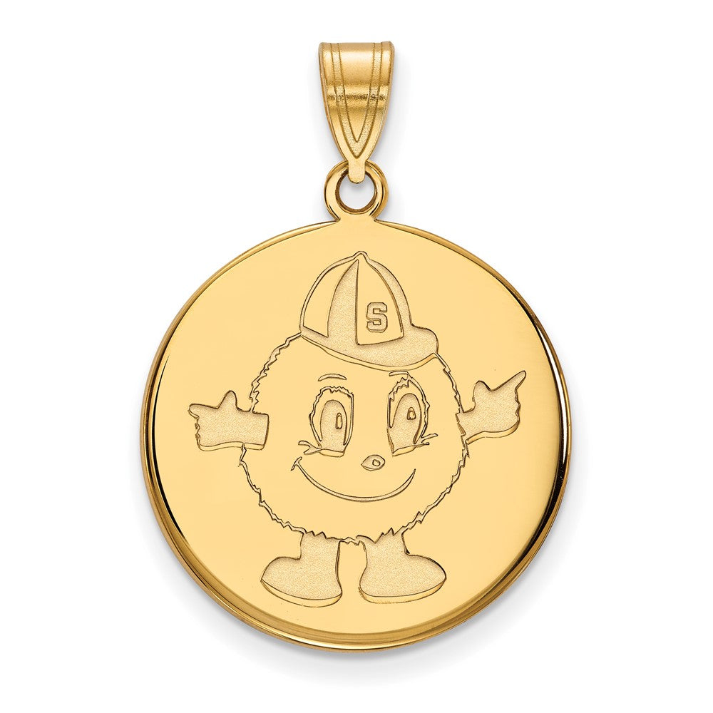 14K Yellow Gold Logoart Syracuse University Mascot Large Disc Pendant