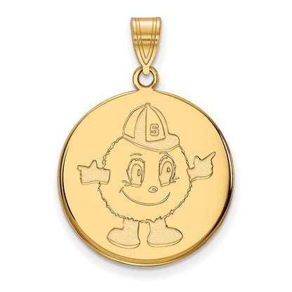 Gold Plated Sterling Silver Logoart Syracuse University Mascot Large Disc Pendant