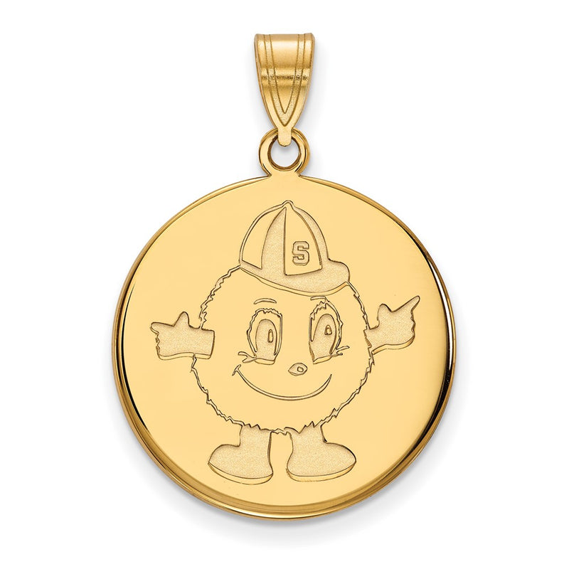 Gold Plated Sterling Silver Logoart Syracuse University Mascot Large Disc Pendant
