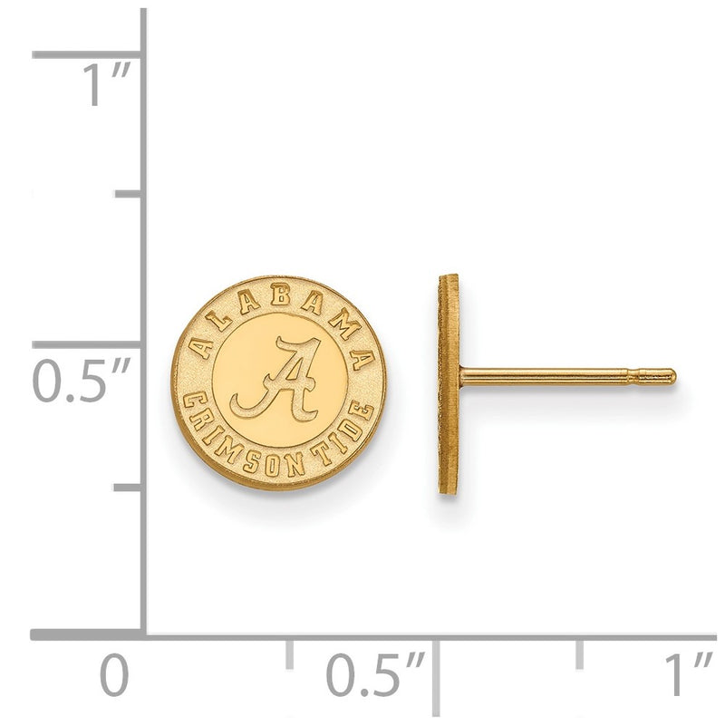 10K Yellow Gold Logoart University Of Alabama Crimson Tide Extra Small Post Earrings