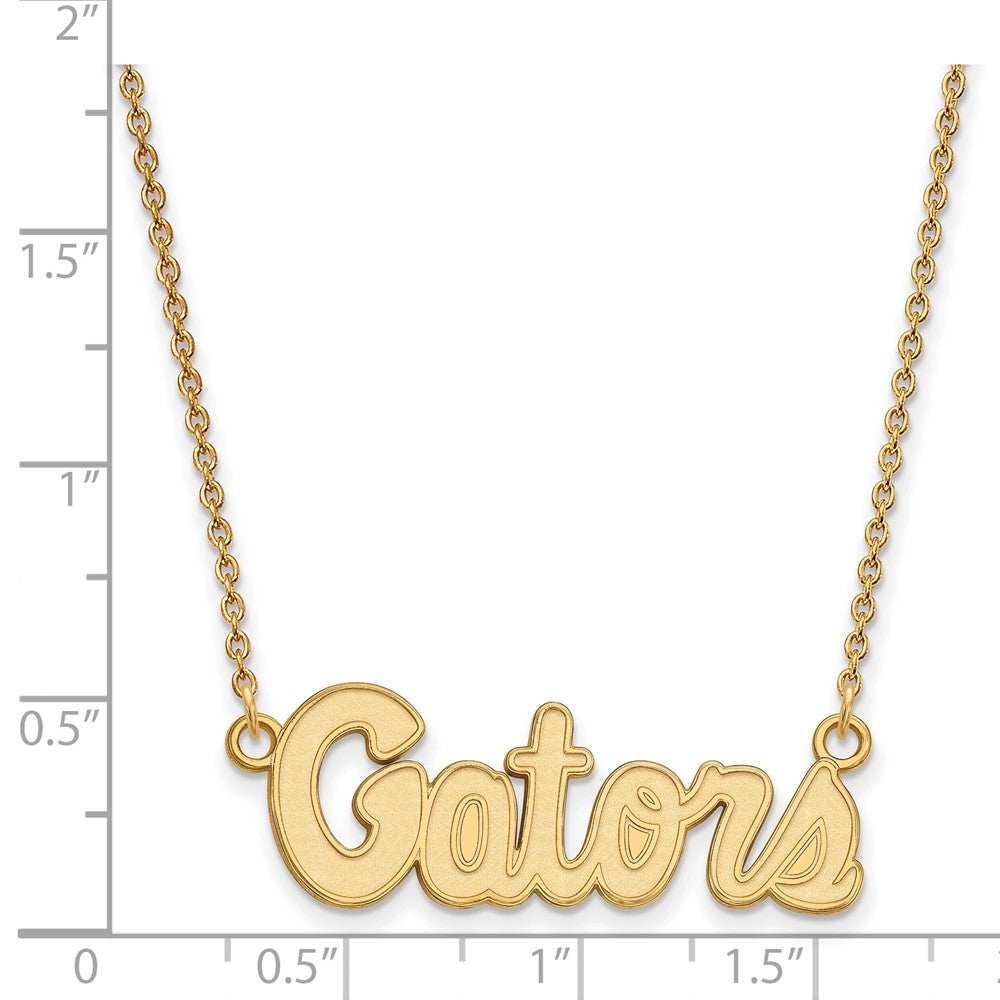 Gold Plated Sterling Silver Logoart University Of Florida Gators Script Small Pendant 18 Inch Necklace