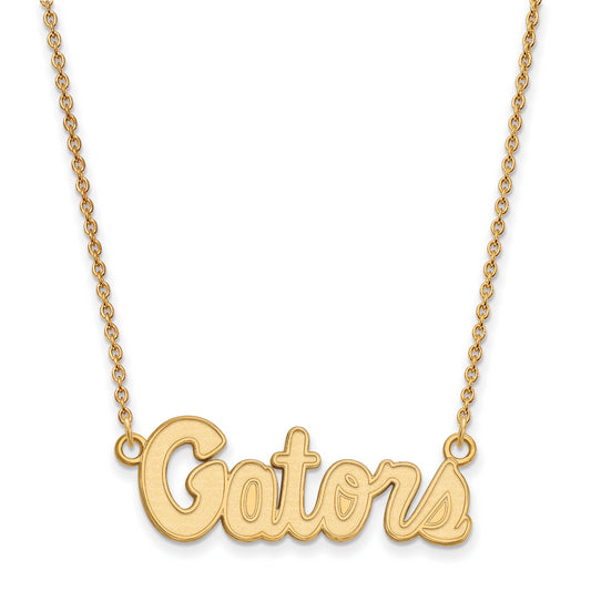 10K Yellow Gold Logoart University Of Florida Gators Script Small Pendant 18 Inch Necklace