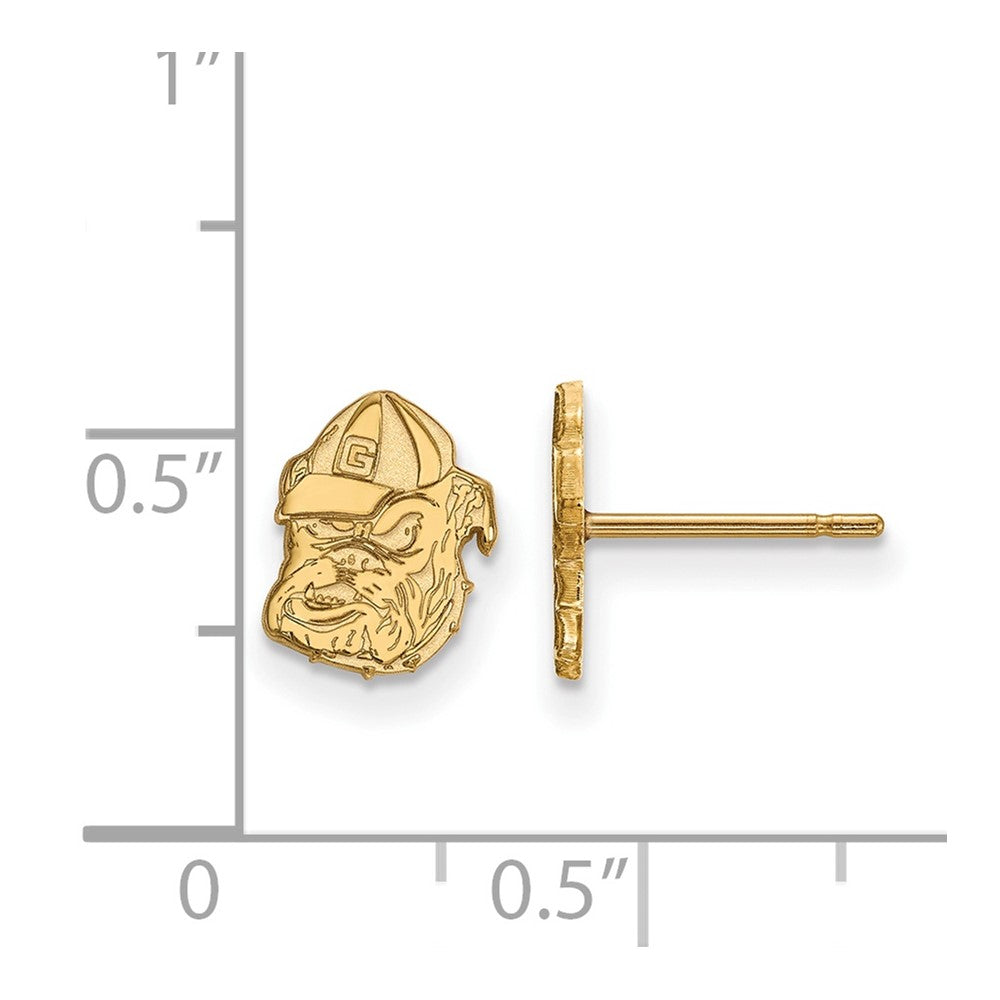 14K Yellow Gold Logoart University Of Georgia Bulldog Extra Small Post Earrings