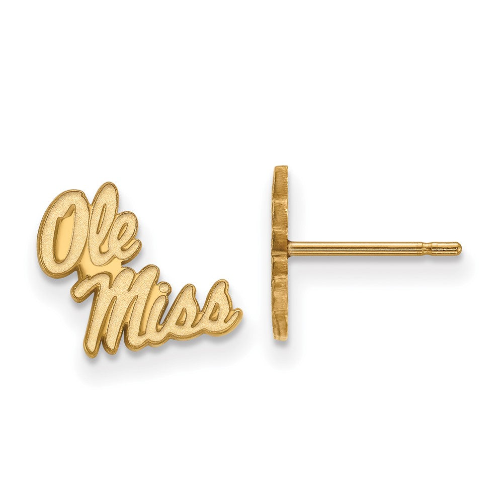 10K Yellow Gold Logoart University Of Mississippi Ole Miss Extra Small Post Earrings