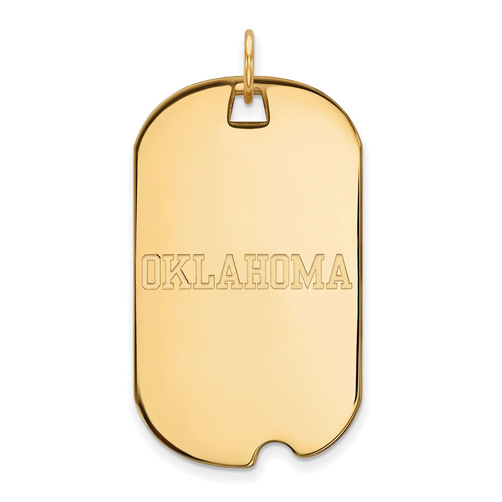 Gold Plated Sterling Silver Logoart University Of Oklahoma Large Dog Tag Pendant