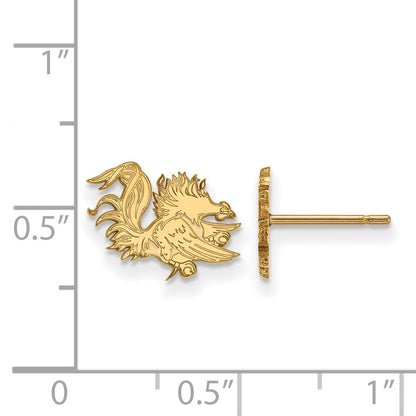 Gold Plated Sterling Silver Logoart University Of South Carolina Gamecock Extra Small Post Earrings