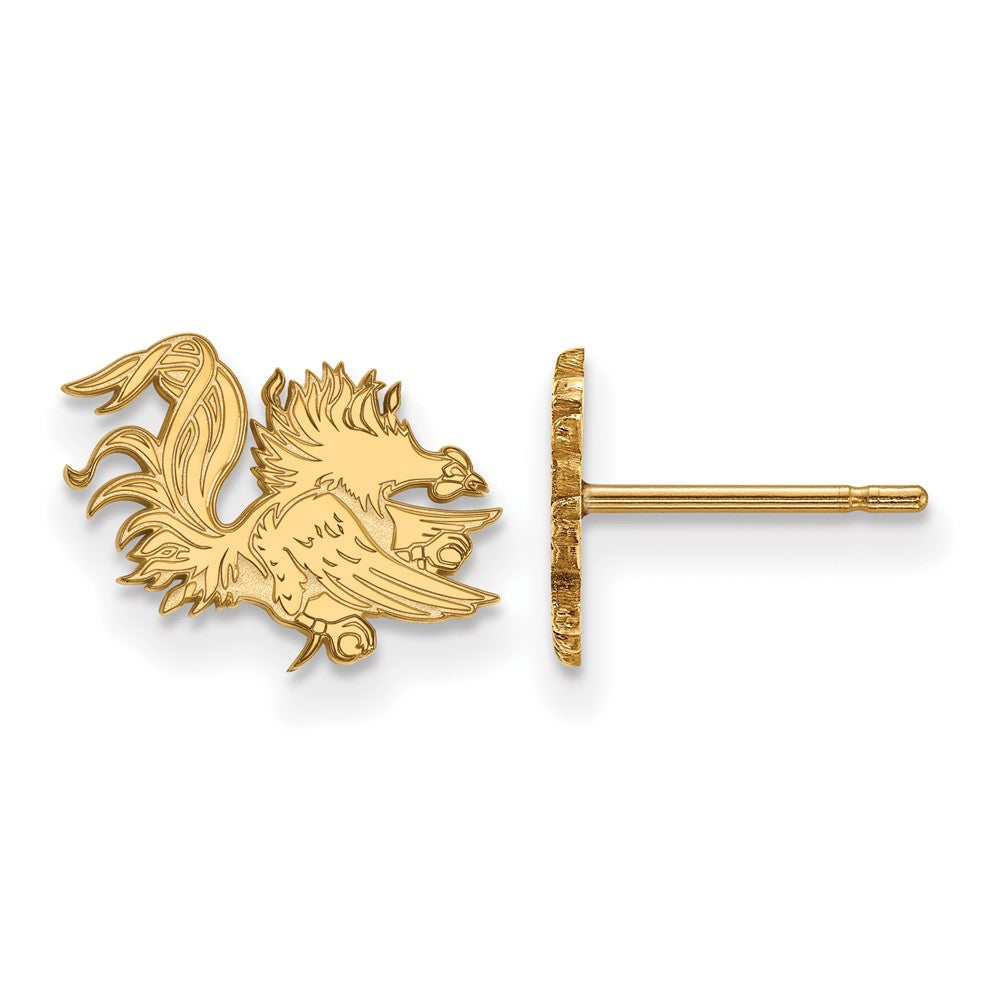 Gold Plated Sterling Silver Logoart University Of South Carolina Gamecock Extra Small Post Earrings