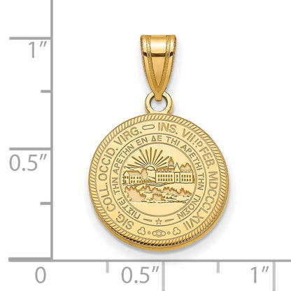 Gold Plated Sterling Silver Logoart West Virginia University Medium Crest Pendant