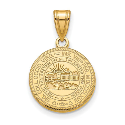 Gold Plated Sterling Silver Logoart West Virginia University Medium Crest Pendant
