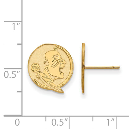 Gold Plated Sterling Silver Logoart Florida State University Seminole Small Post Earrings