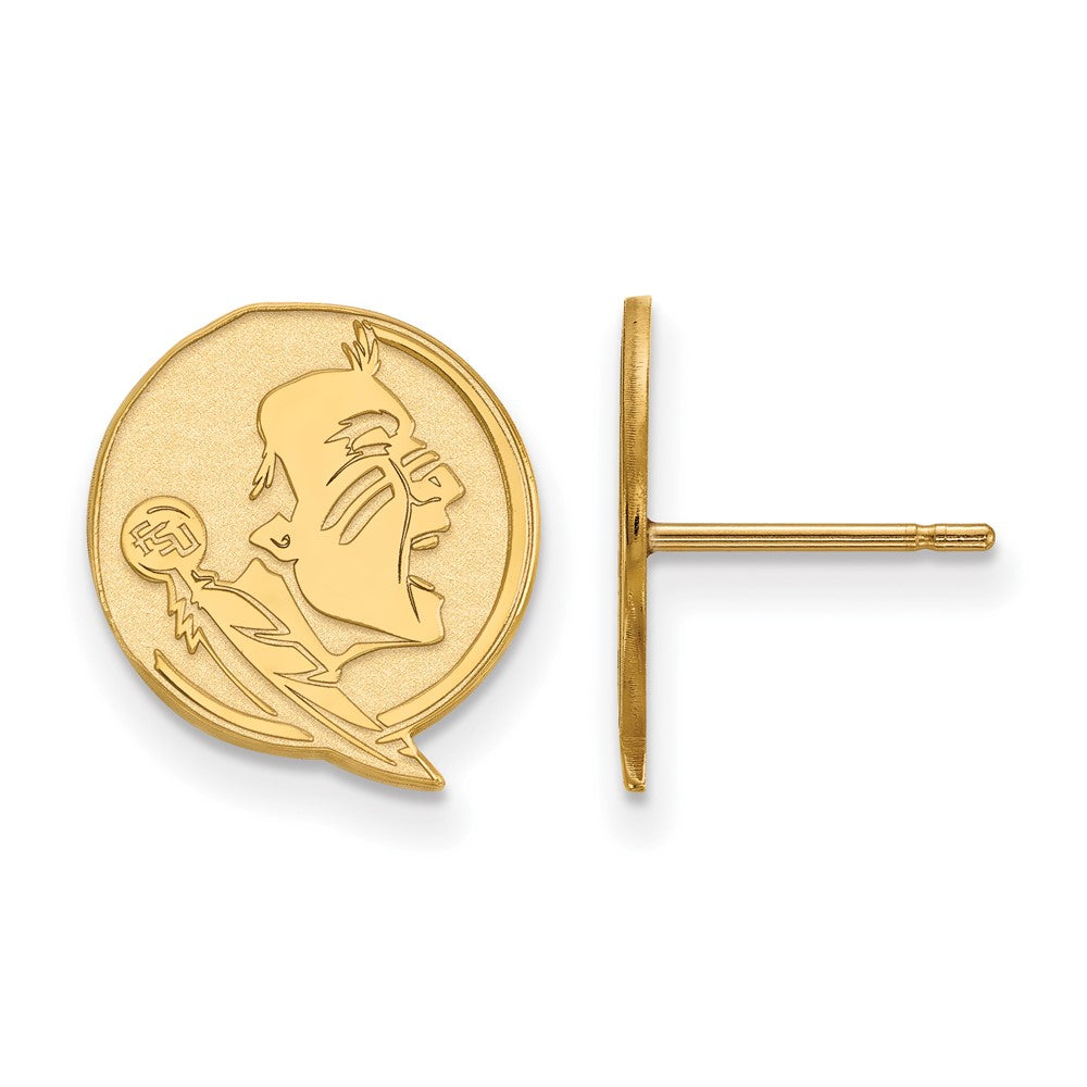 Gold Plated Sterling Silver Logoart Florida State University Seminole Small Post Earrings