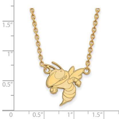 Gold Plated Sterling Silver Logoart Georgia Institute Of Technology Yellow Jacket Large Pendant 18 Inch Necklace