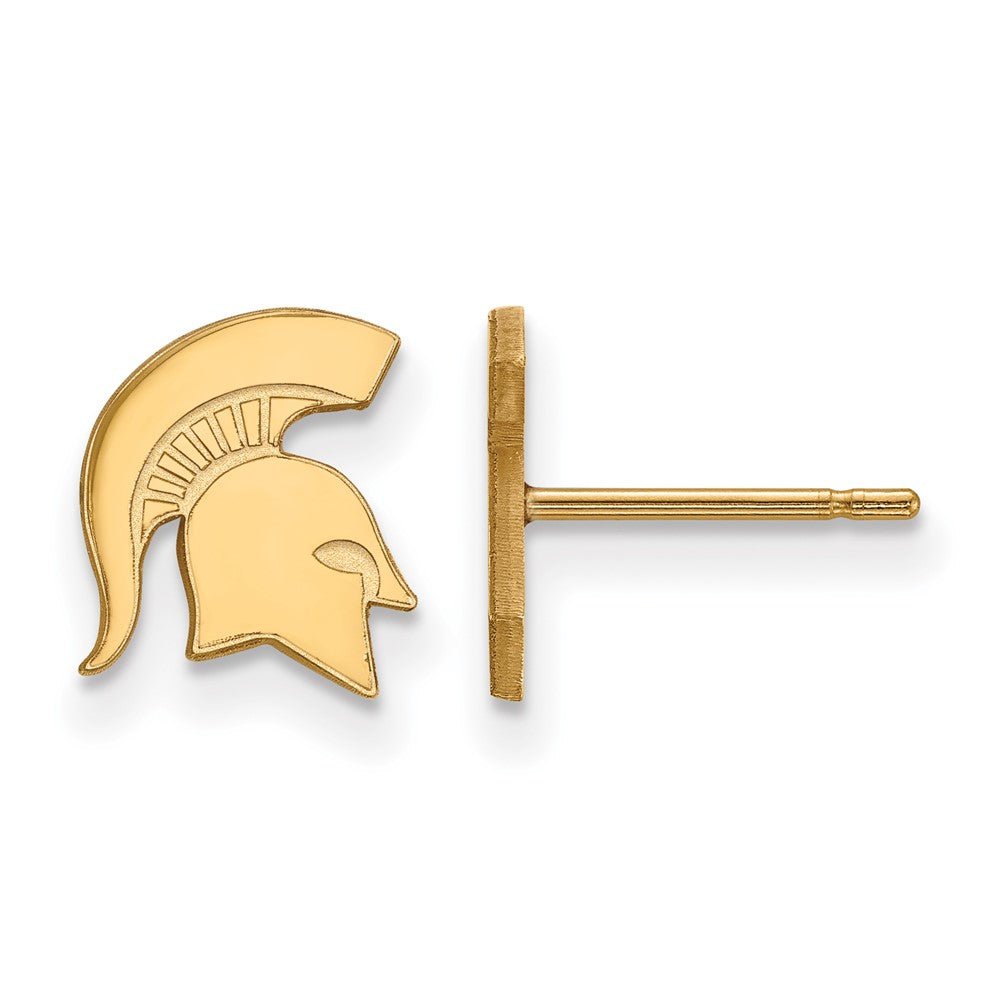 Gold Plated Sterling Silver Logoart Michigan State University Spartan Extra Small Post Earrings