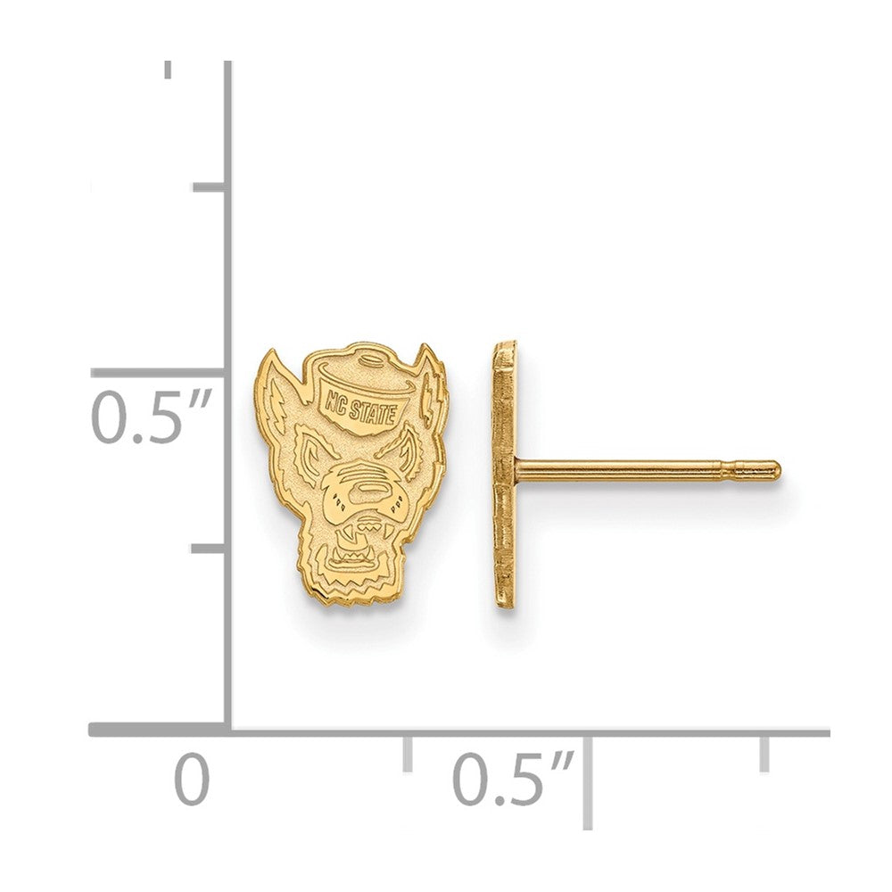 14K Yellow Gold Logoart North Carolina State University Wolf Extra Small Post Earrings
