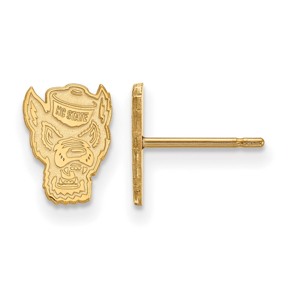 Gold Plated Sterling Silver Logoart North Carolina State University Wolf Extra Small Post Earrings