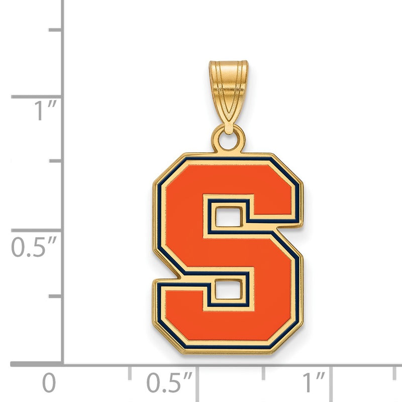 Gold Plated Sterling Silver Logoart Syracuse University Letter S Large Enameled Pendant