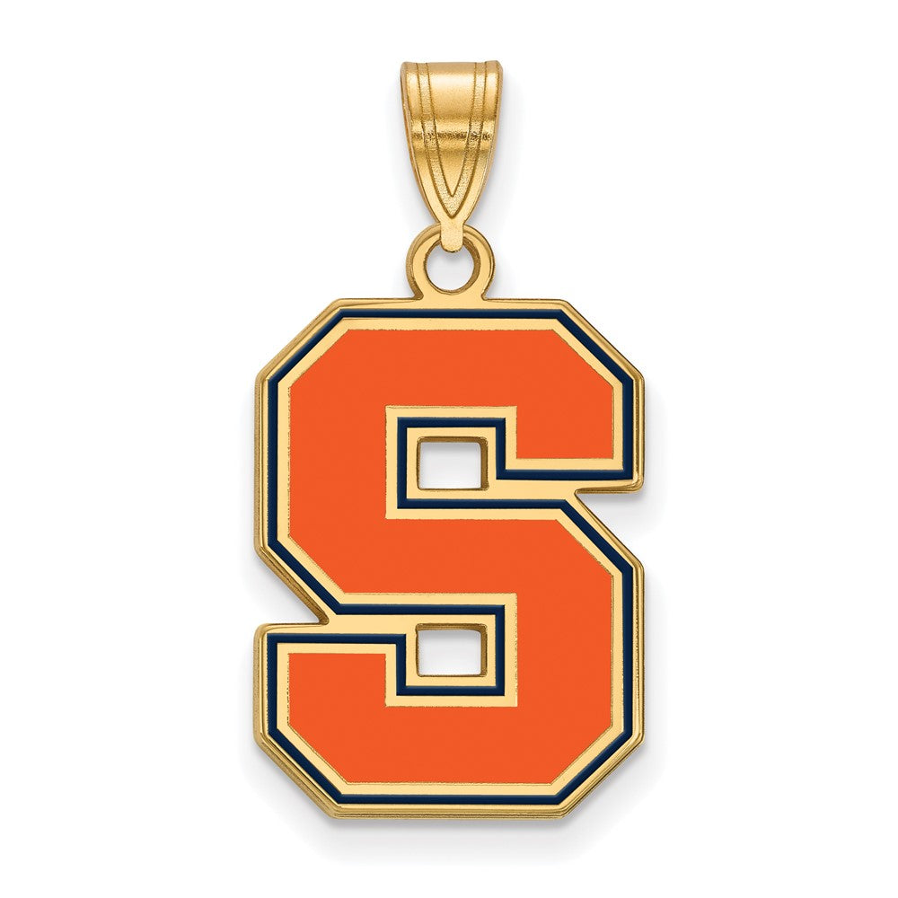 Gold Plated Sterling Silver Logoart Syracuse University Letter S Large Enameled Pendant