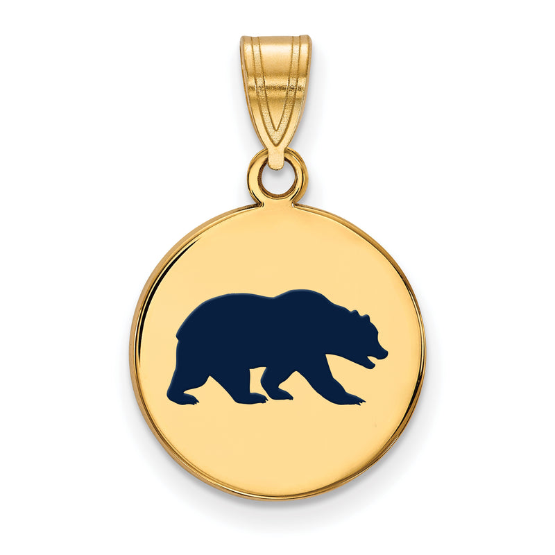 Gold Plated Sterling Silver Logoart University Of California Berkeley Bear Medium Enameled Disc Pendant