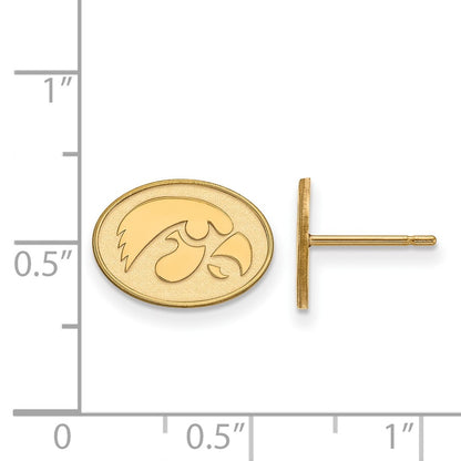 10K Yellow Gold Logoart University Of Iowa Hawk Extra Small Oval Post Earrings