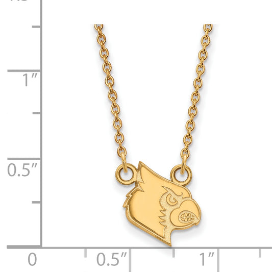 10K Yellow Gold Logoart University Of Louisville Cardinal Small Pendant 18 Inch Necklace