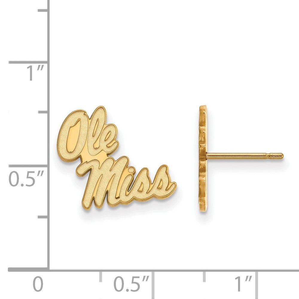 Gold Plated Sterling Silver Logoart University Of Mississippi Ole Miss Small Post Earrings