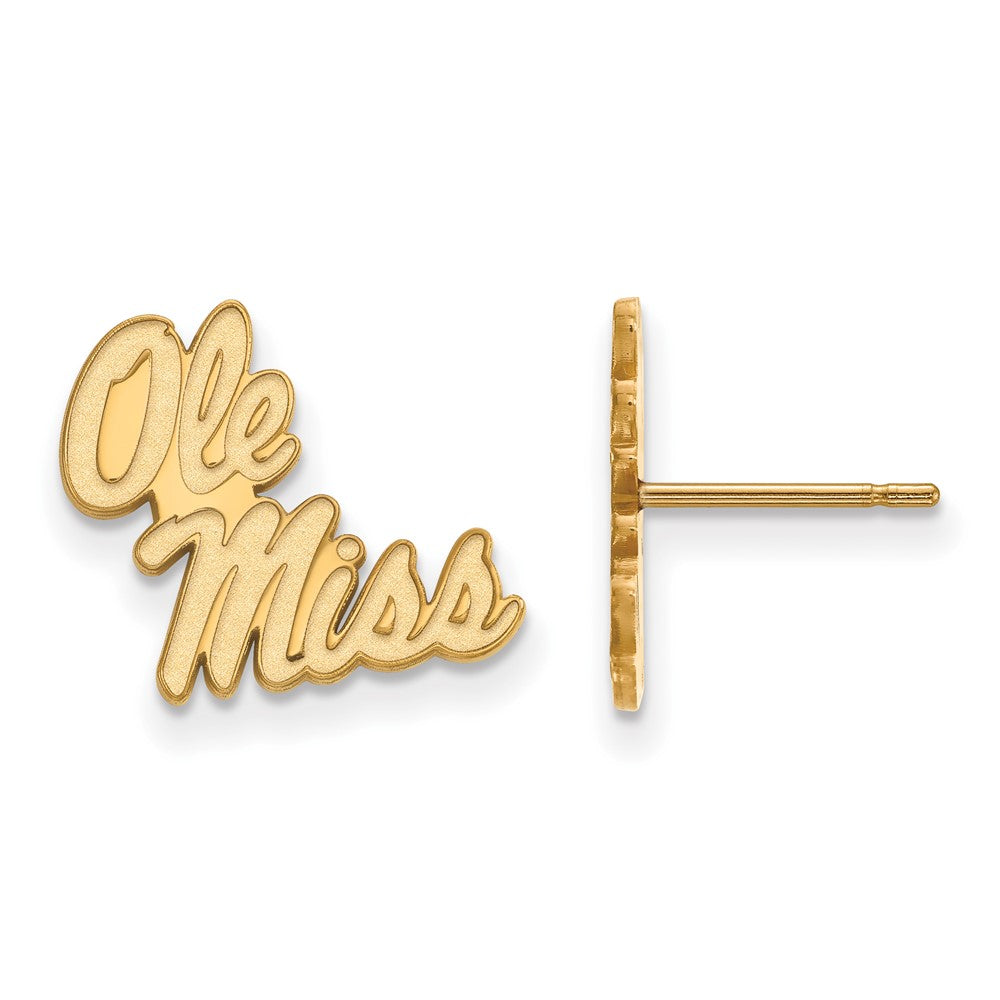 10K Yellow Gold Logoart University Of Mississippi Ole Miss Small Post Earrings