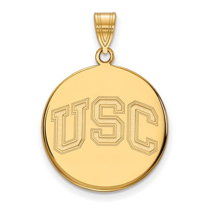 14K Yellow Gold University Of Southern California U S C Large Disc Pendant