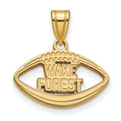 Gold Plated Sterling Silver Logoart Wake Forest University W F Deacon Football Pendant