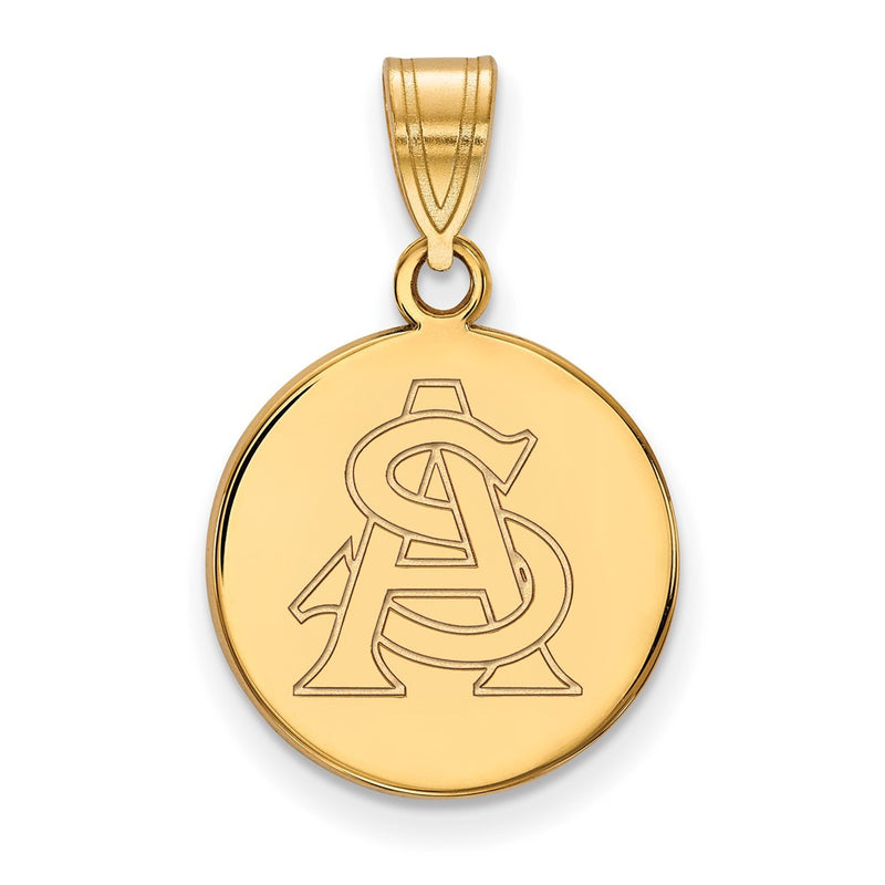 14K Yellow Gold Logoart Arizona State University A S Medium Disc Pendant
