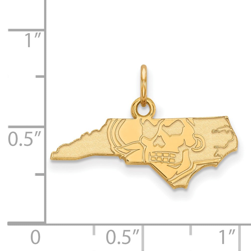 Gold Plated Sterling Silver Logoart East Carolina University Map Extra Small Pendant