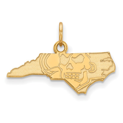 14K Yellow Gold Logoart East Carolina University Map Extra Small Pendant