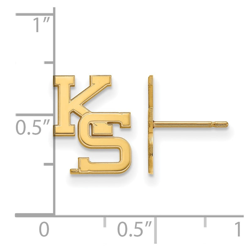 Gold Plated Sterling Silver Logoart Kansas State University K S Small Post Earrings