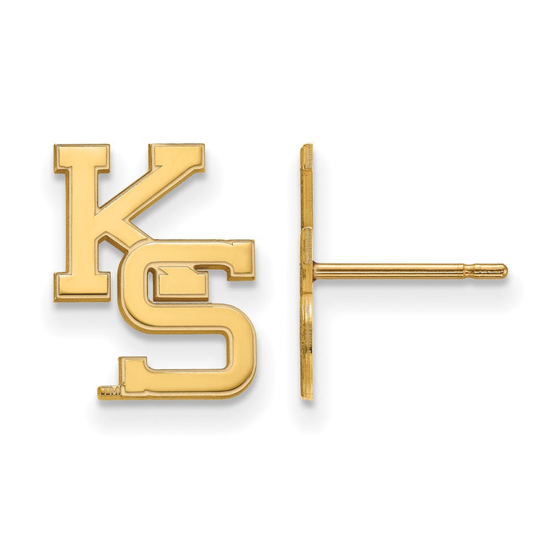 Gold Plated Sterling Silver Logoart Kansas State University K S Small Post Earrings