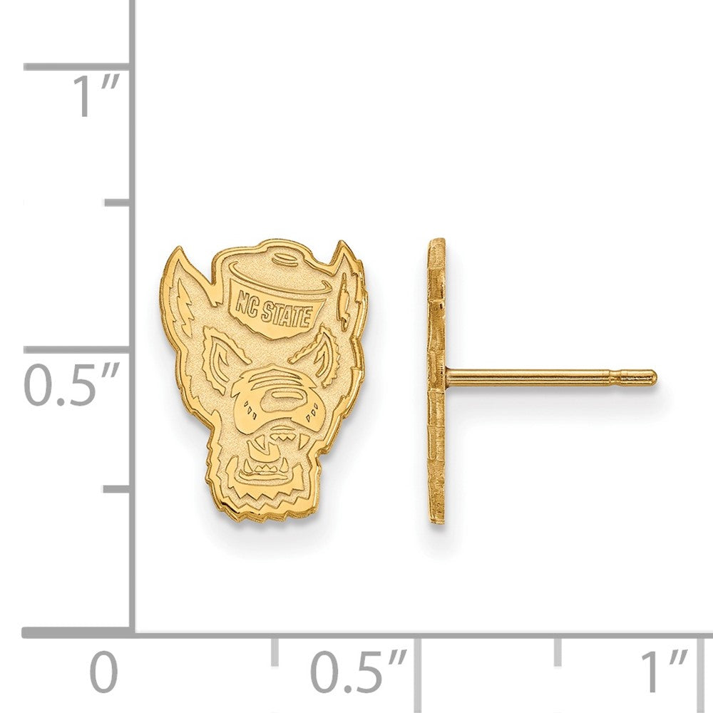 14K Yellow Gold Logoart North Carolina State University Wolf Small Post Earrings