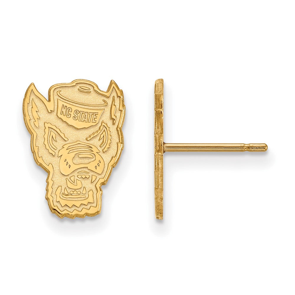 14K Yellow Gold Logoart North Carolina State University Wolf Small Post Earrings