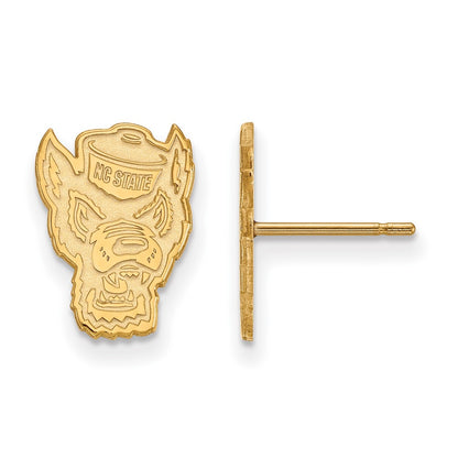 14K Yellow Gold Logoart North Carolina State University Wolf Small Post Earrings