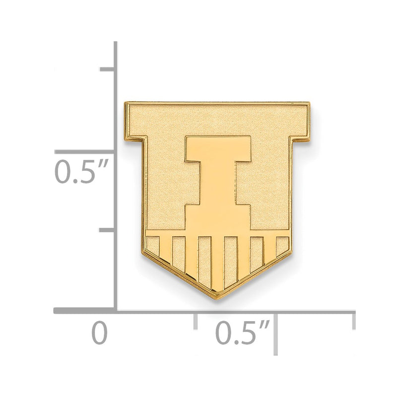 14K Yellow Gold Gold LogoArt University of Illinois Victory Badge Lapel Pin