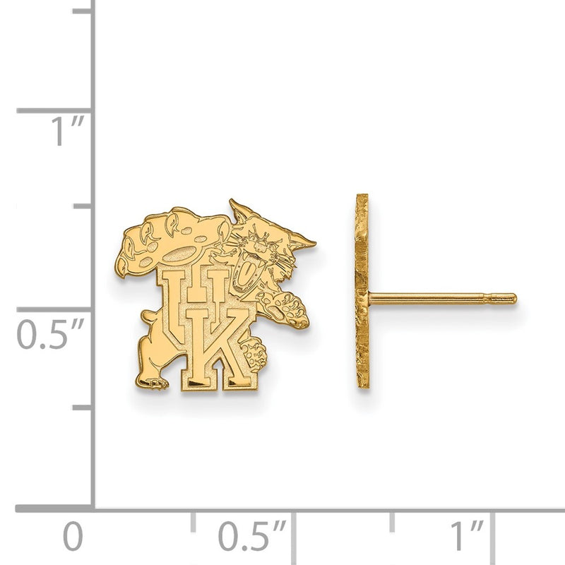 14K Yellow Gold Logoart University Of Kentucky U K Wildcat Small Post Earrings