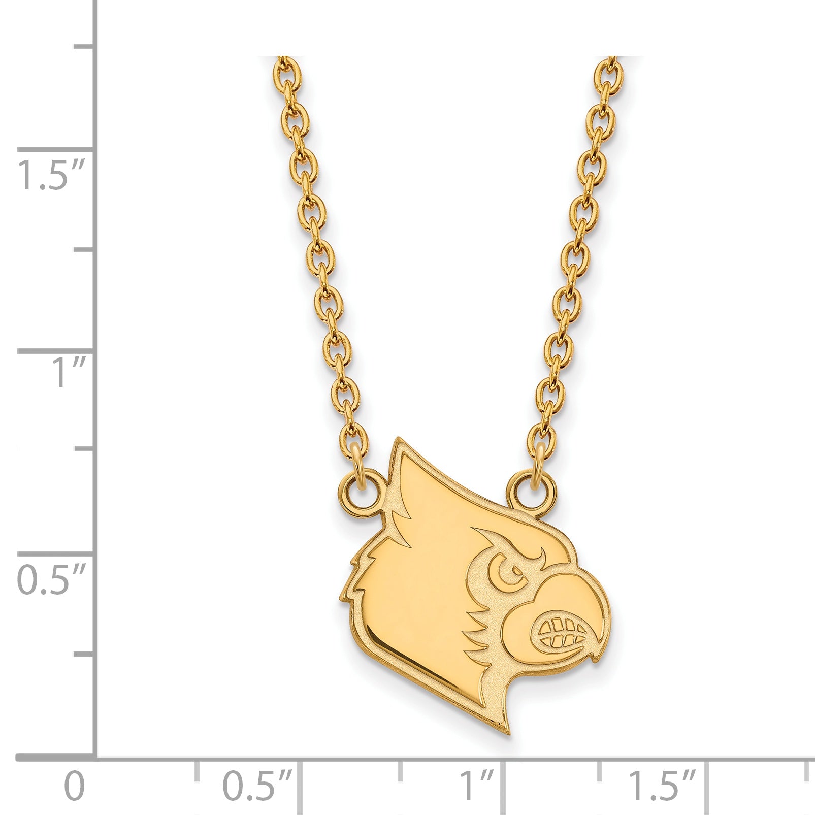 10K Yellow Gold Logoart University Of Louisville Cardinal Large Pendant 18 Inch Necklace
