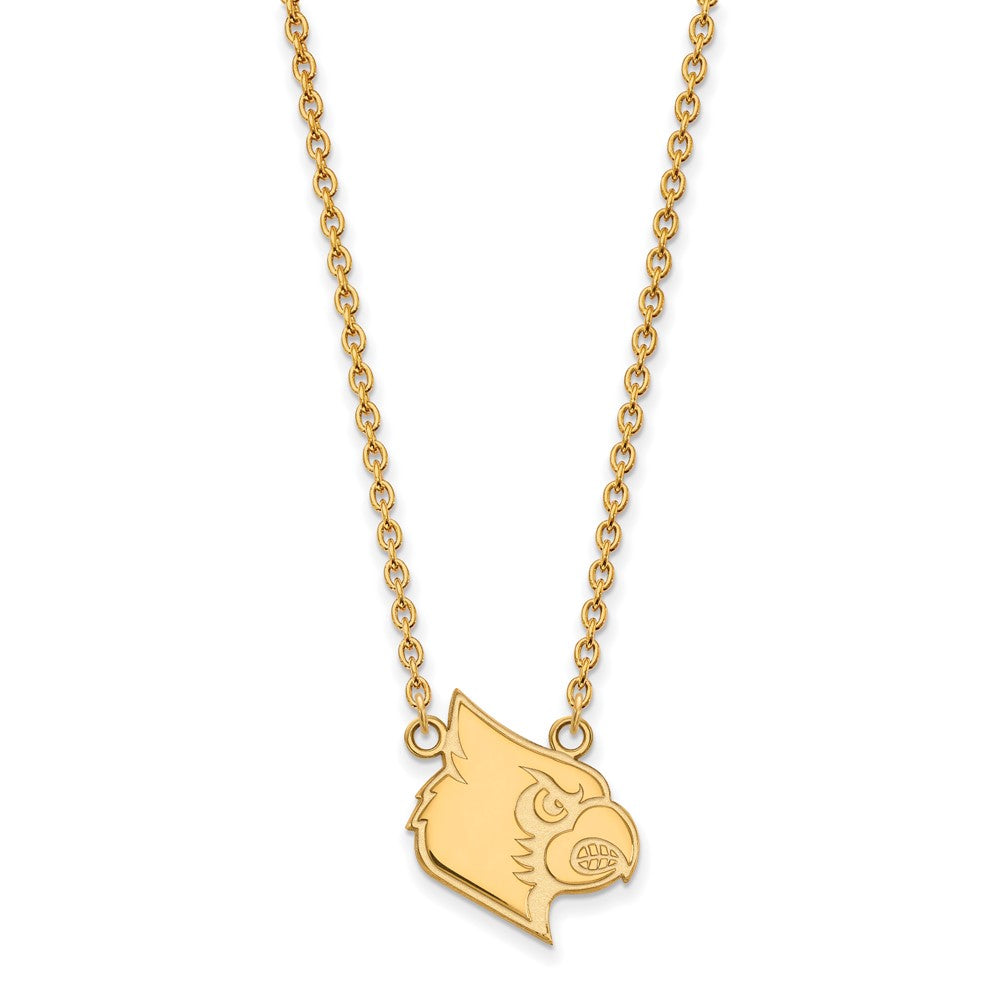 Gold Plated Sterling Silver Logoart University Of Louisville Cardinal Large Pendant 18 Inch Necklace