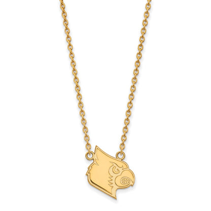 Gold Plated Sterling Silver Logoart University Of Louisville Cardinal Large Pendant 18 Inch Necklace