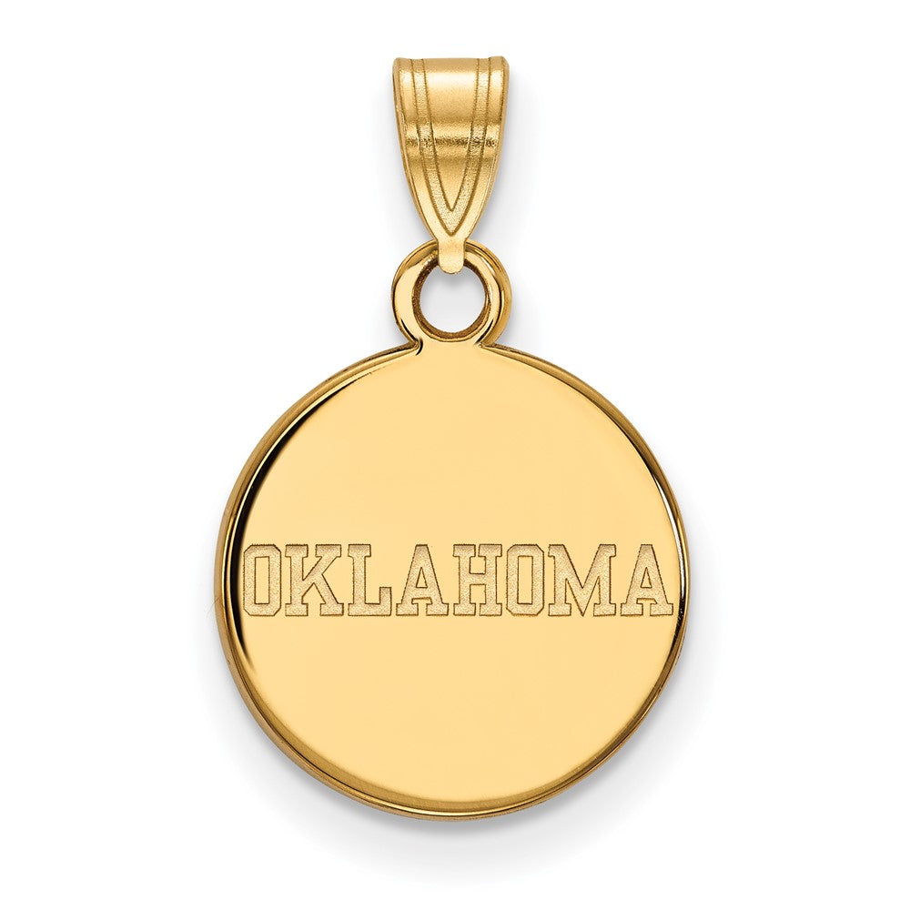 Gold Plated Sterling Silver Logoart University Of Oklahoma Small Disc Pendant