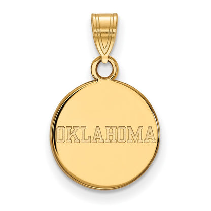 Gold Plated Sterling Silver Logoart University Of Oklahoma Small Disc Pendant