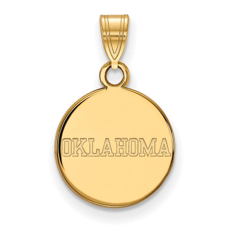Gold Plated Sterling Silver Logoart University Of Oklahoma Small Disc Pendant