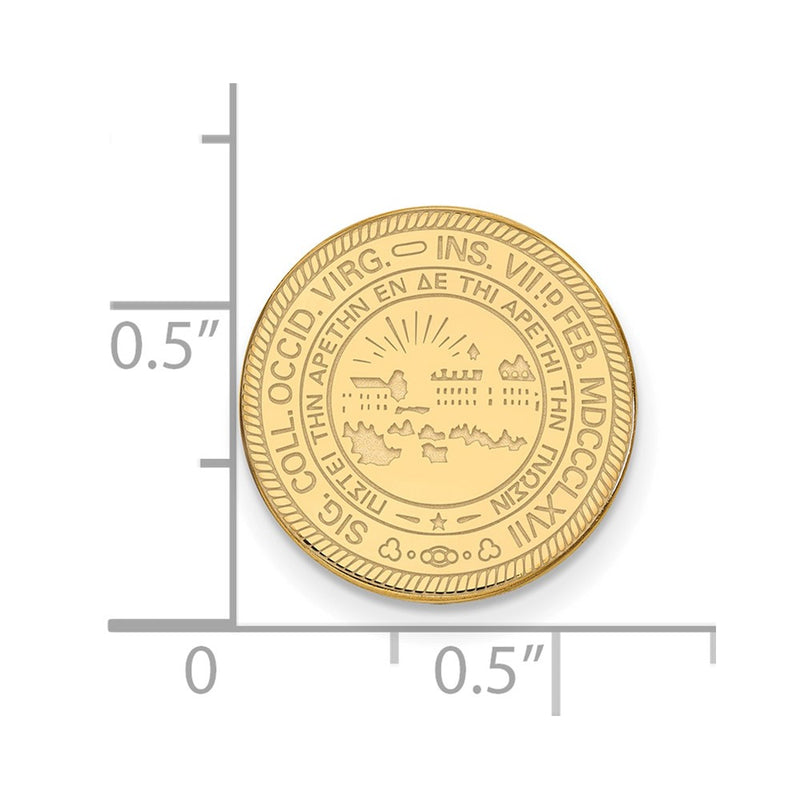 14K Yellow Gold Gold LogoArt West Virginia University Crest Lapel Pin