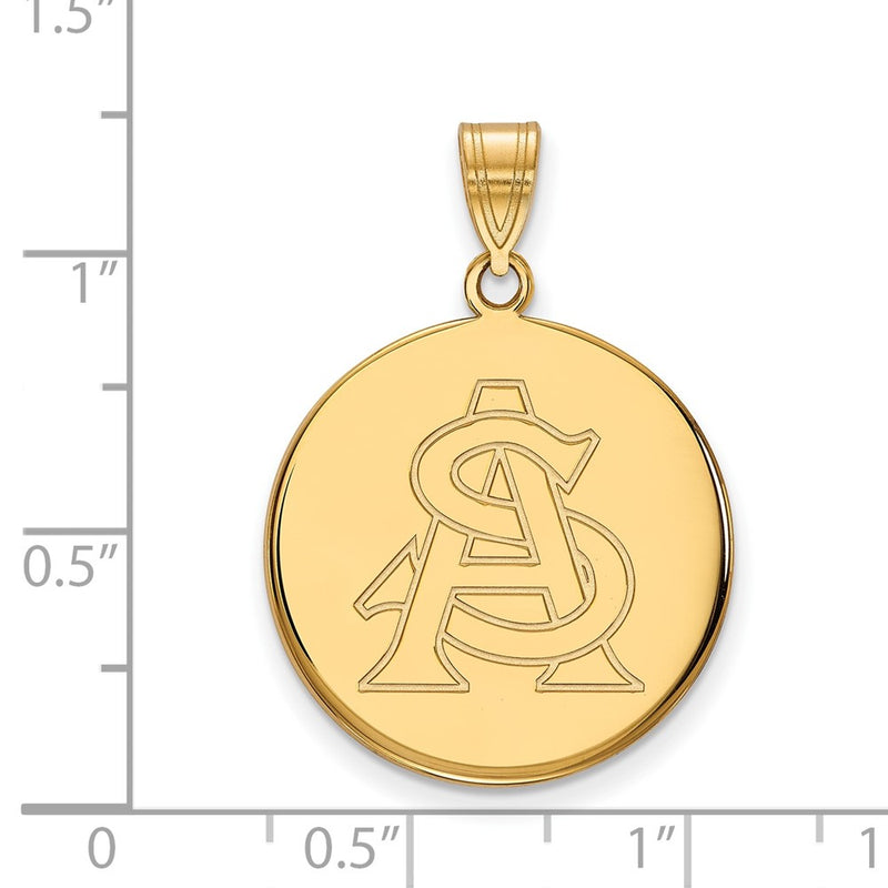 Gold Plated Sterling Silver Logoart Arizona State University A S Large Disc Pendant