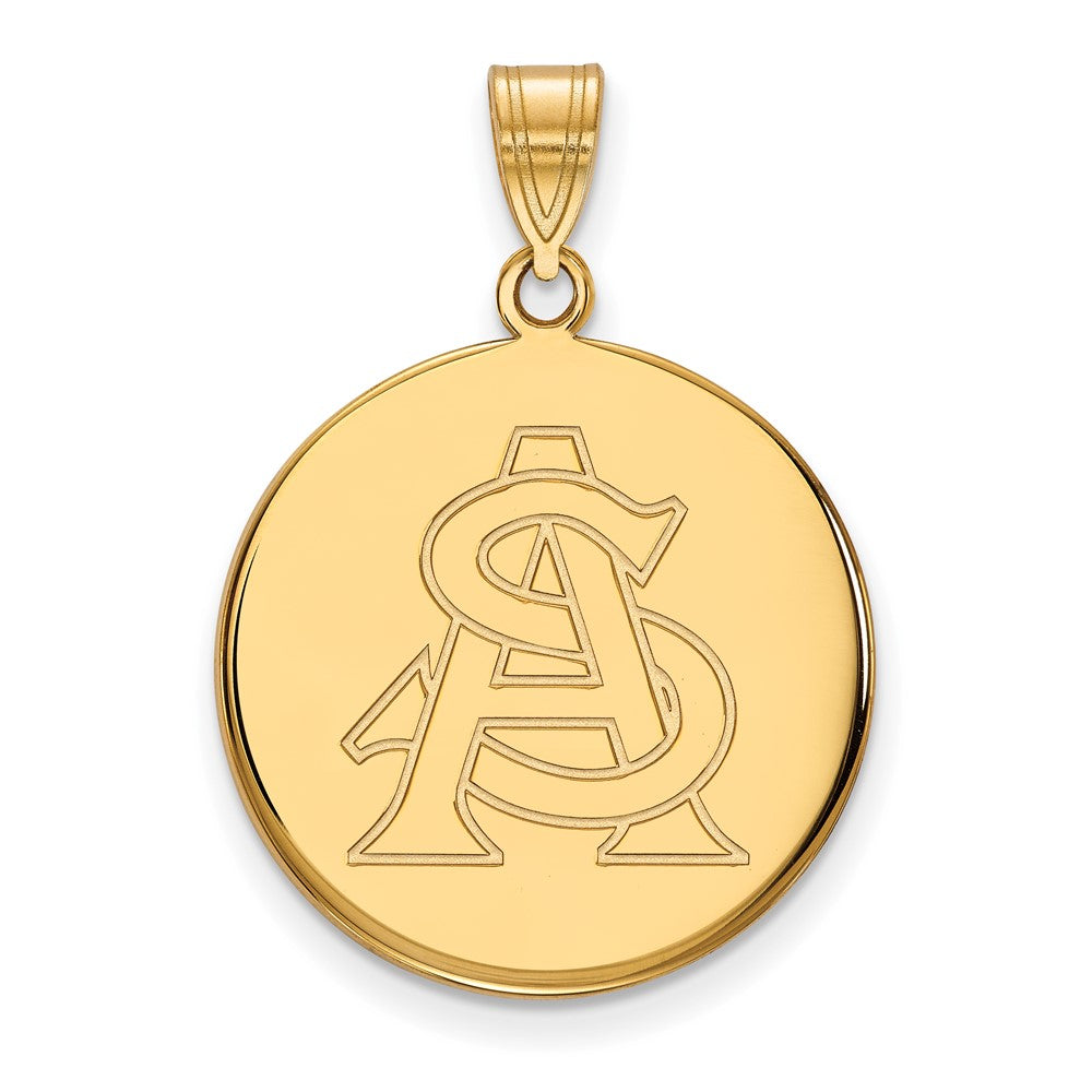 14K Yellow Gold Logoart Arizona State University A S Large Disc Pendant