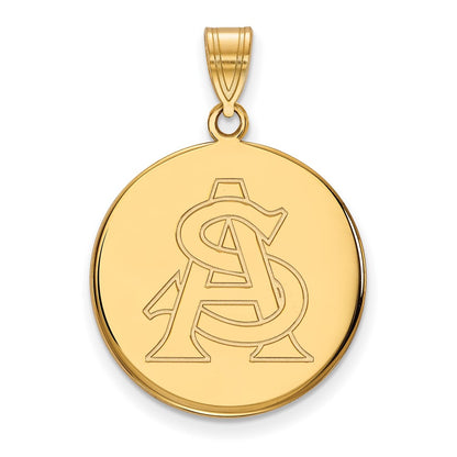 14K Yellow Gold Logoart Arizona State University A S Large Disc Pendant