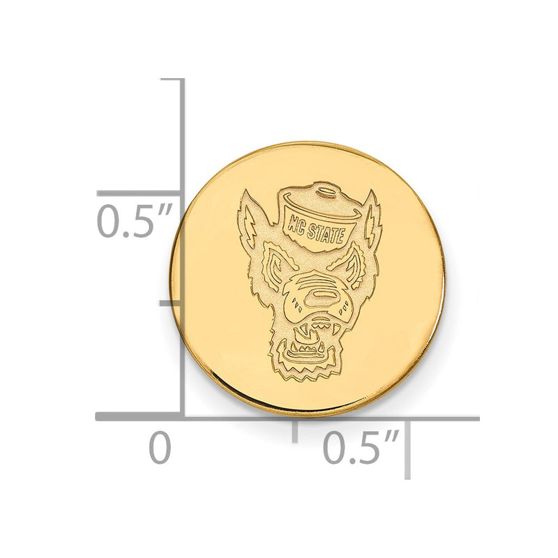 14K Yellow Gold Gold LogoArt North Carolina State University Wolf Lapel Pin